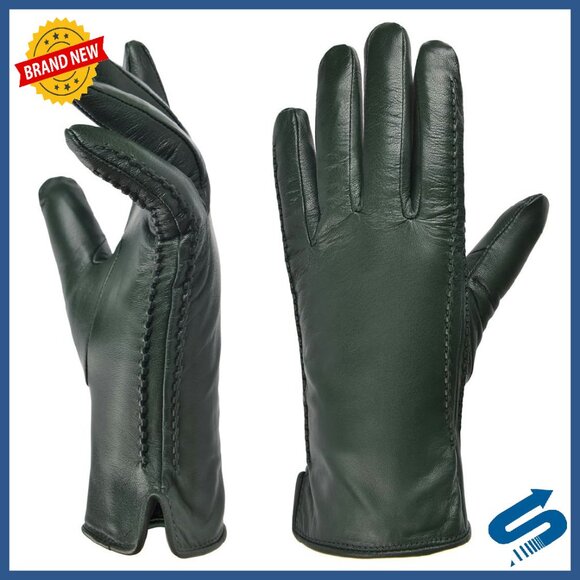 Women's Lambskin Leather Gloves Touchscreen Warm Winter Driving